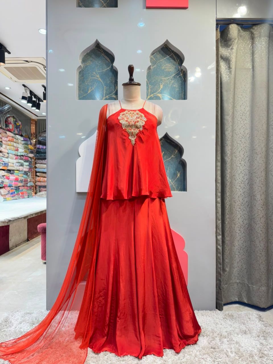 "CRIMSON BLOOM EMBELLISHED INDO-WESTERN"