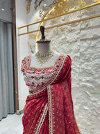 "ROYAL WINE EMBELLISHED SAREE"