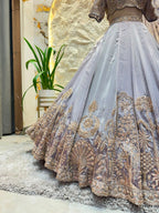 "SILVER GREY REGAL EMBROIDERED LEHENGA"