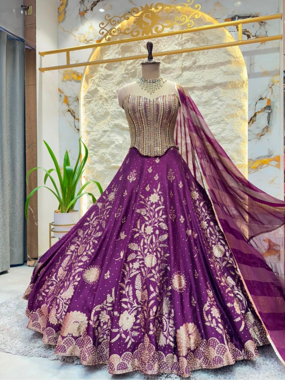 "ROYAL PLUM BLOOM LEHENGA"