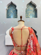 "CORAL ROSE FLORAL LEHENGA"