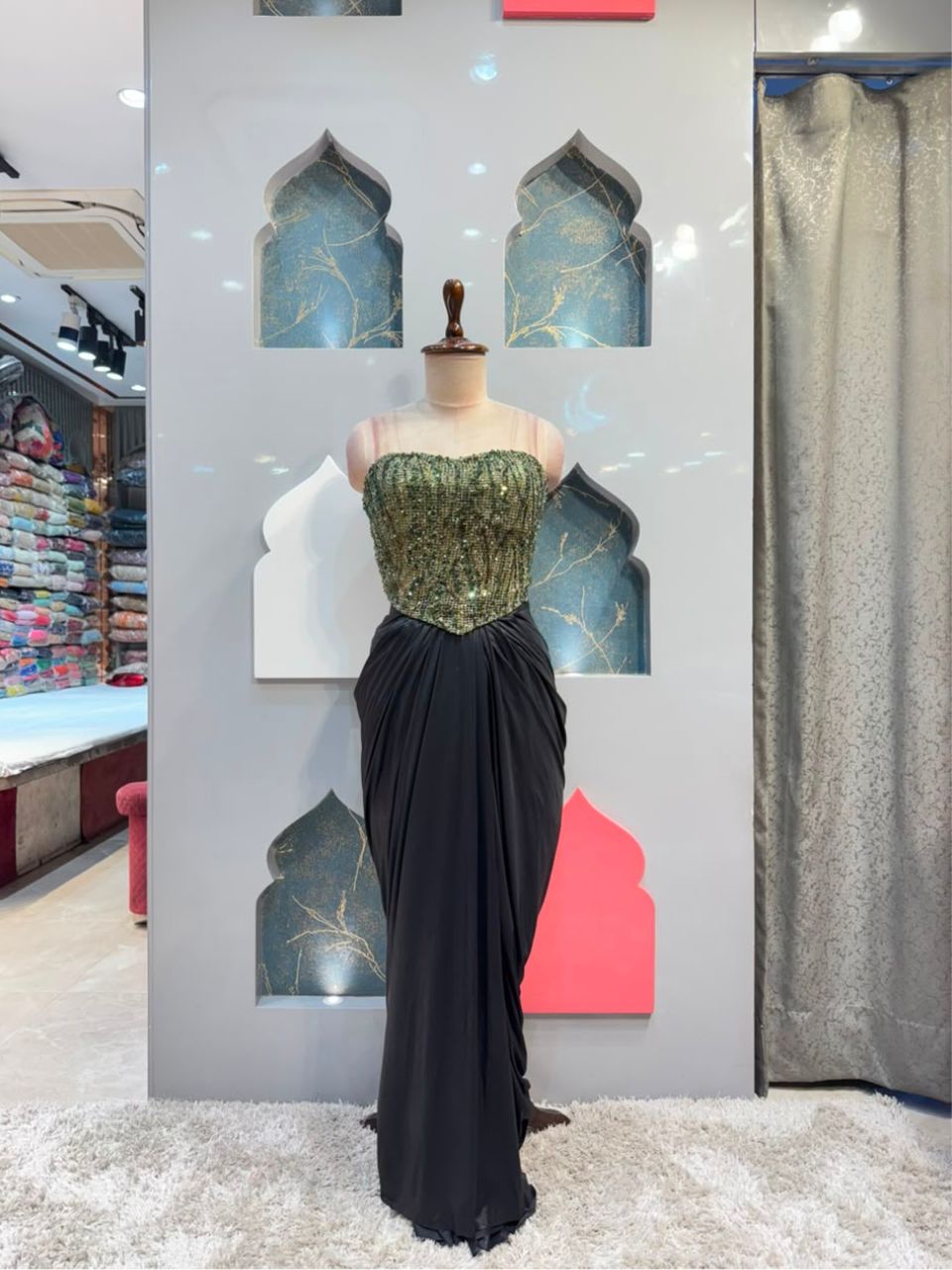 "EMERALD NOIR DRAPE INDO-WESTERN"