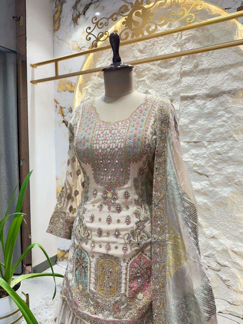 "MULTICOLOUR EMBROIDERED DESIGNER SHARARA"