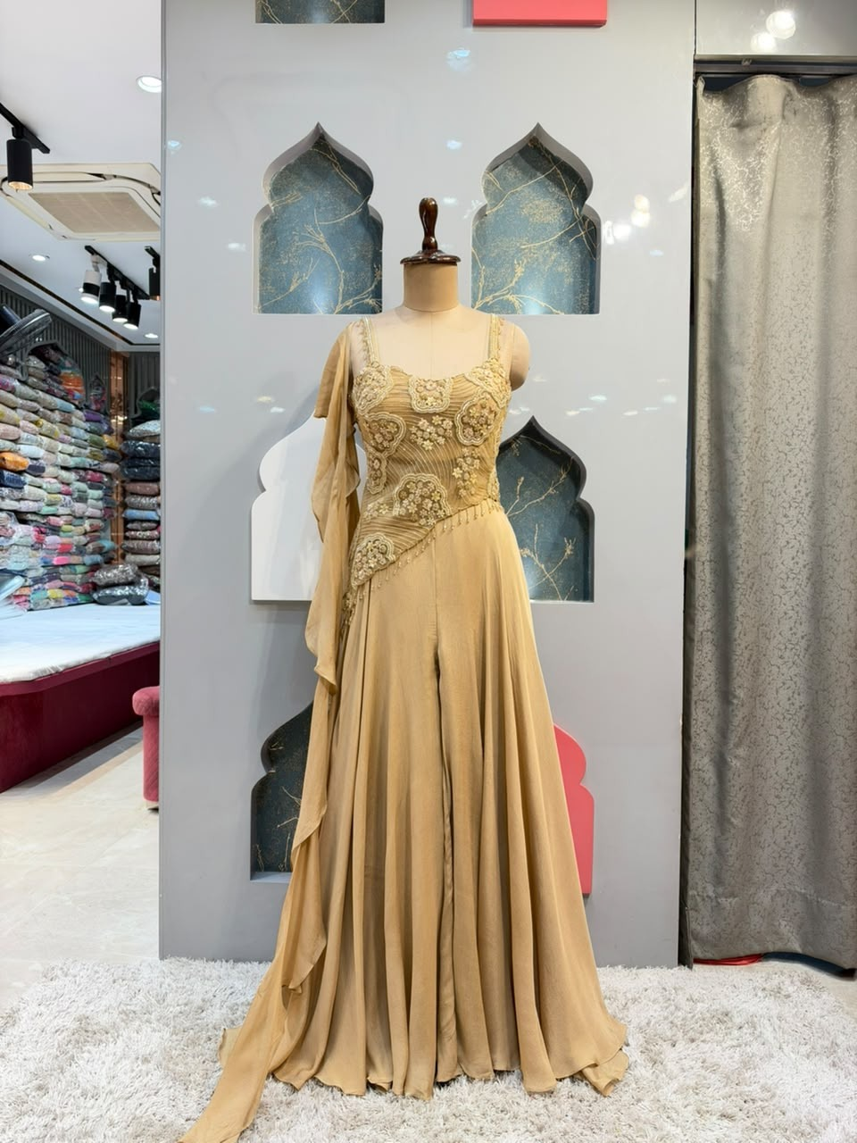 "ELEGANT CHAMPAGNE GOLD INDO-WESTERN"