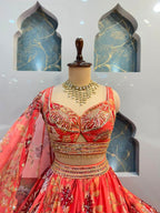 "CORAL ROSE FLORAL LEHENGA"