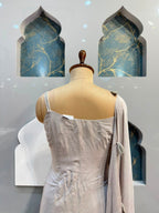 "PEARL GREY MIRROR WORK DESIGNER SHARARA"