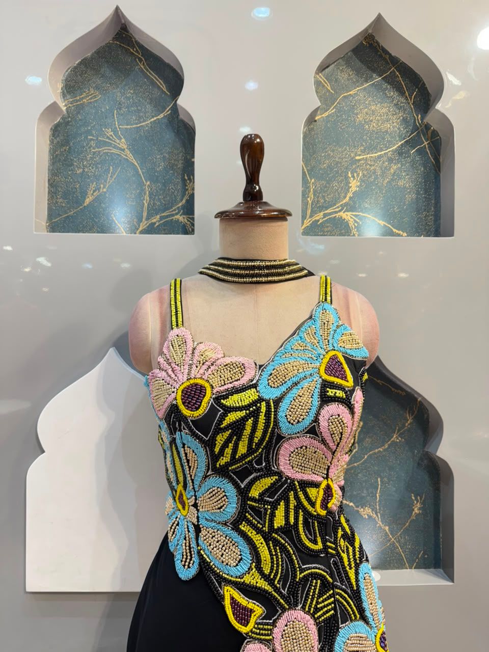 "MIDNIGHT BLACK FLORAL EMBROIDERED INDO-WESTERN"