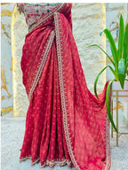 "ROYAL WINE EMBELLISHED SAREE"