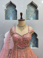 "BLUSH PINK ROSE GOLD EMBELLISHED LEHENGA"