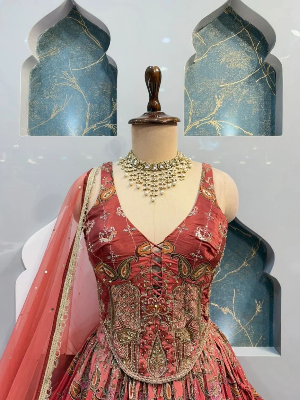 "REGAL ROSE PINK EMBROIDERED LEHENGA"