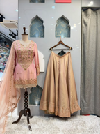 "ELEGANT PEACH PINK EMBROIDERED SHARARA"