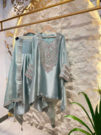 "AQUA MIST REGAL EMBROIDERED SUIT"