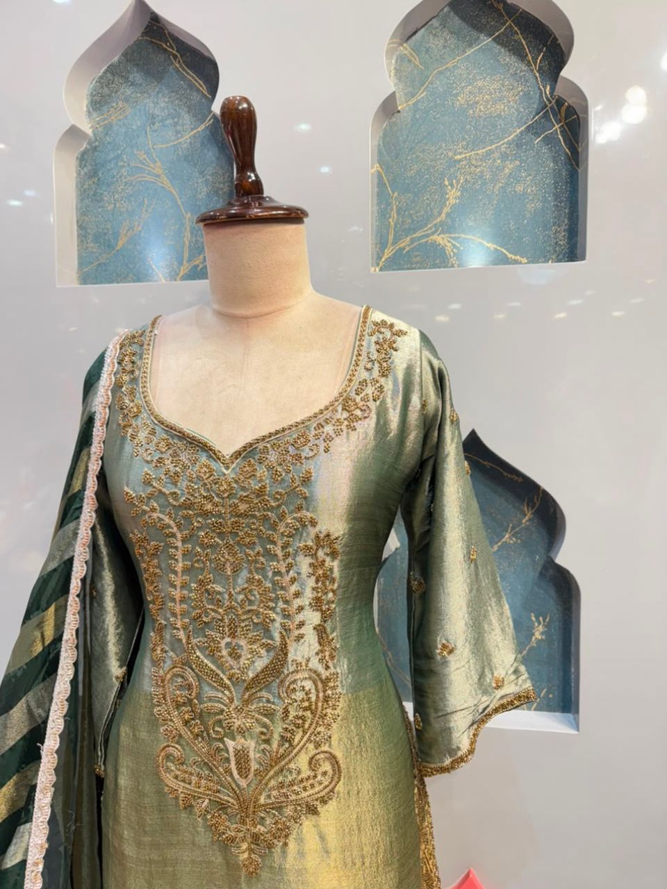 "SAGE ELEGANCE EMBROIDERED SHARARA"
