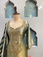 "SAGE ELEGANCE EMBROIDERED SHARARA"