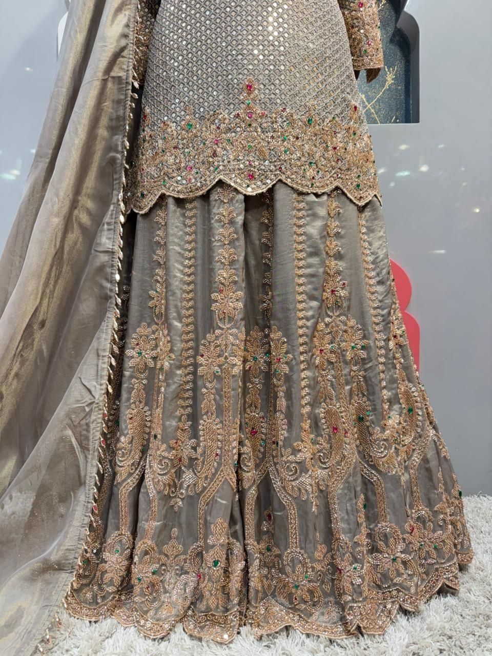 "SMOKEY GREY CRYSTAL EMBELLISHED SHARARA"