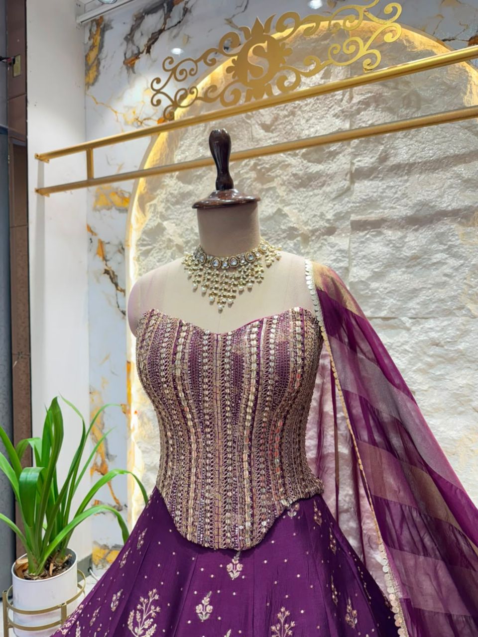 "ROYAL PLUM BLOOM LEHENGA"