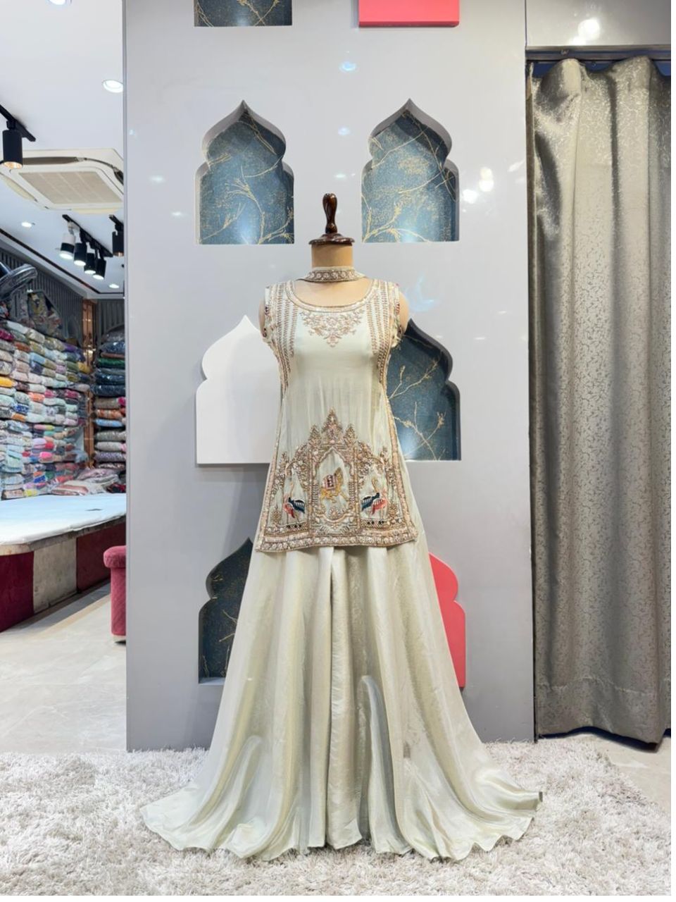"IVORY HERITAGE EMBROIDERED SHARARA"