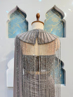 "SMOKEY SILVER CASCADE DRAPE SAREE"