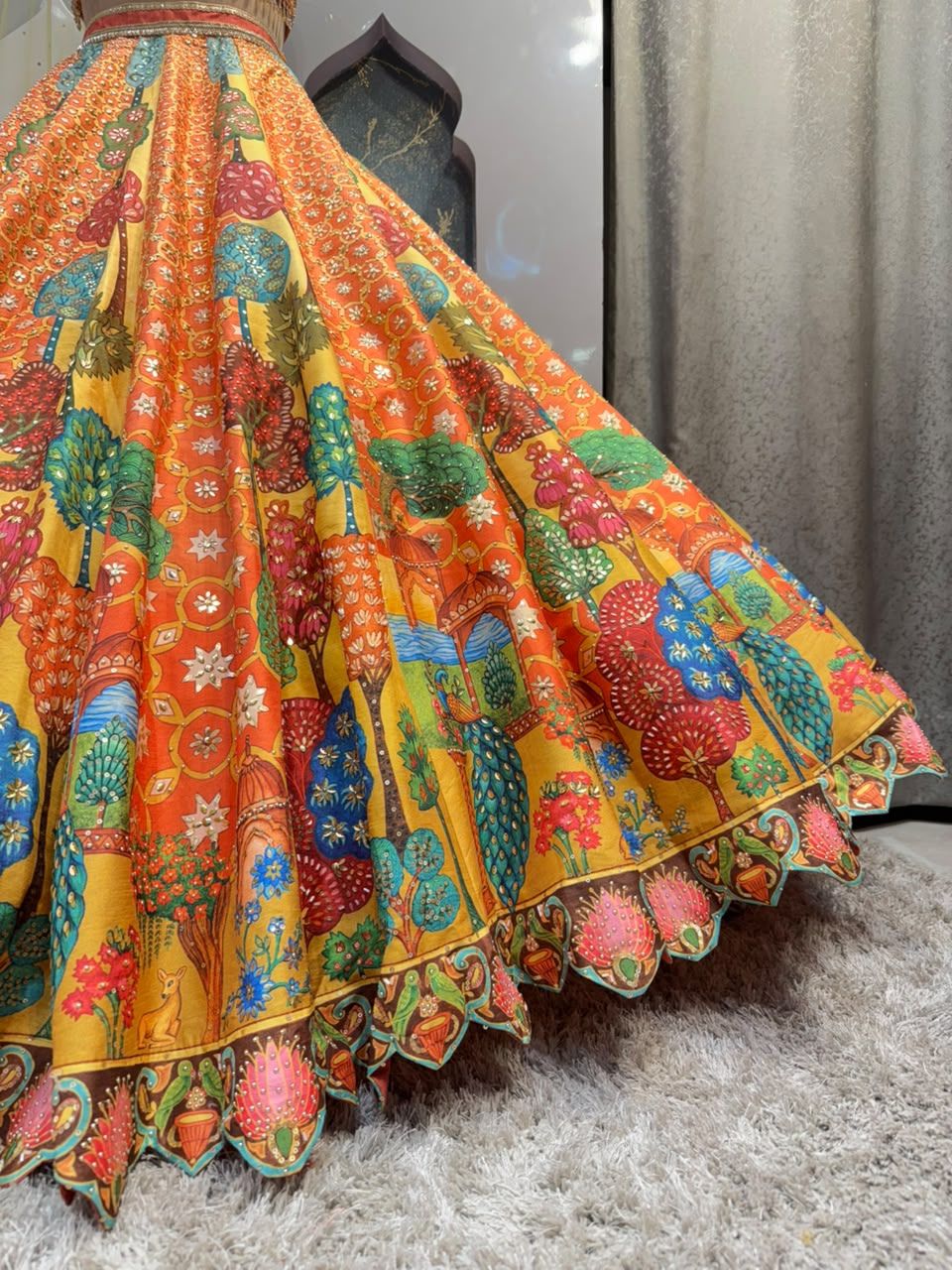 "ROYAL RANGREJ GARDEN PRINTED LEHENGA"
