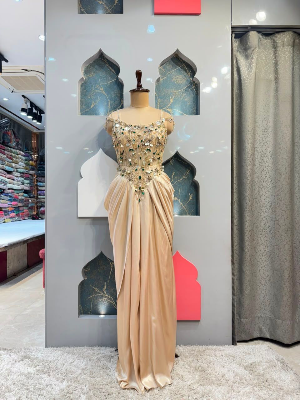 "CHAMPAGNE ROYALE DRAPE INDO-WESTERN"