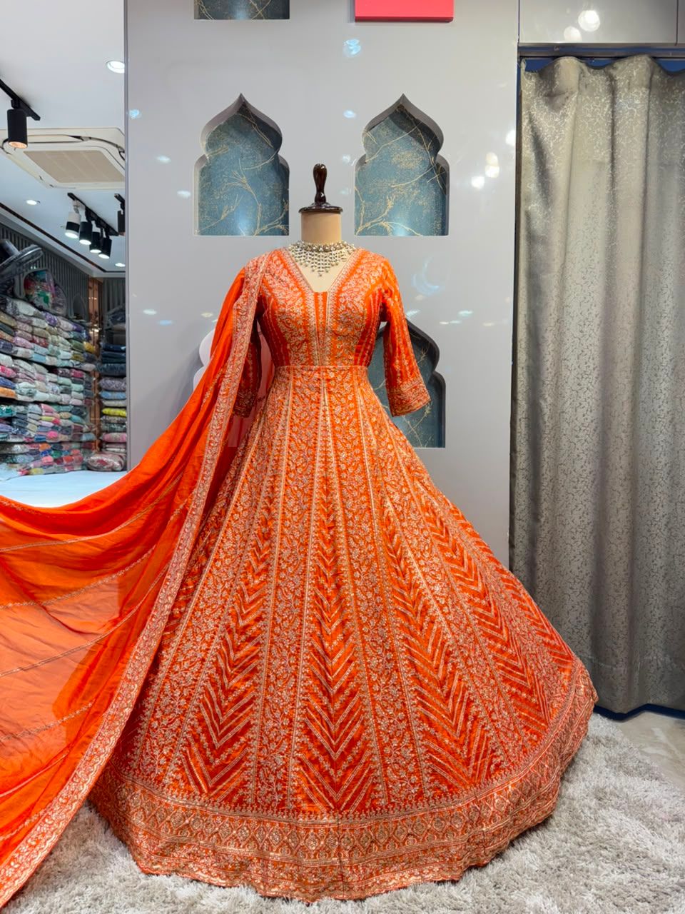 "SUNSET RADIANCE EMBROIDERED ANARKALI"