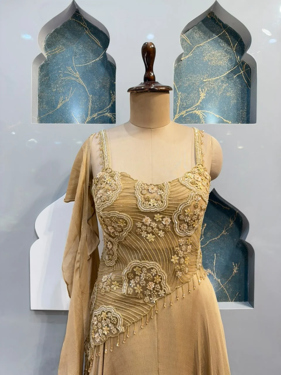 "ELEGANT CHAMPAGNE GOLD INDO-WESTERN"