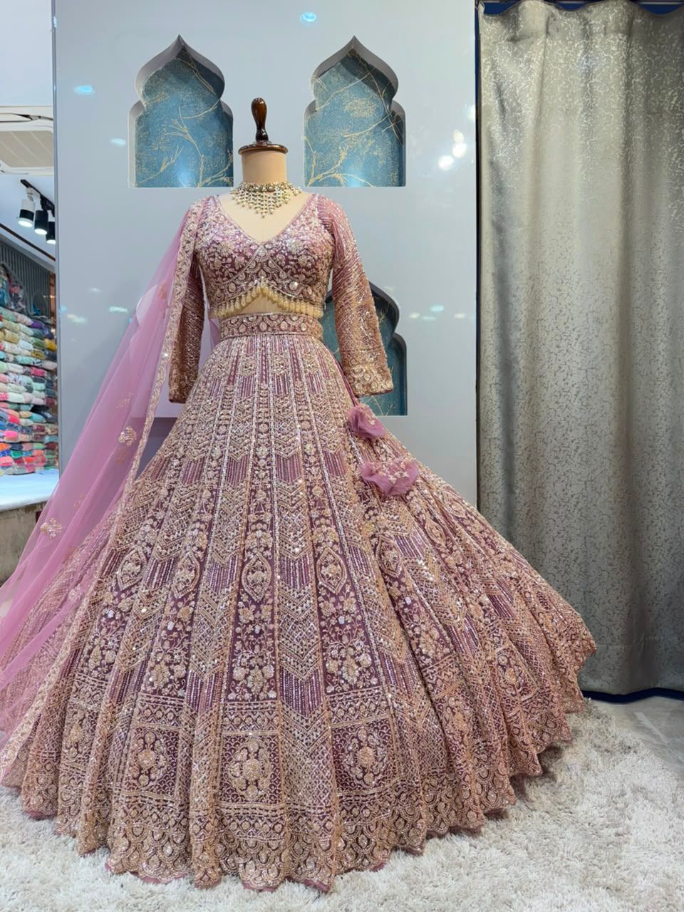 "ROSE QUARTZ REGAL LEHENGA"