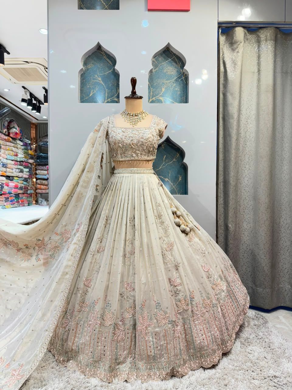 "IVORY BLOOM EMBROIDERED LEHENGA"