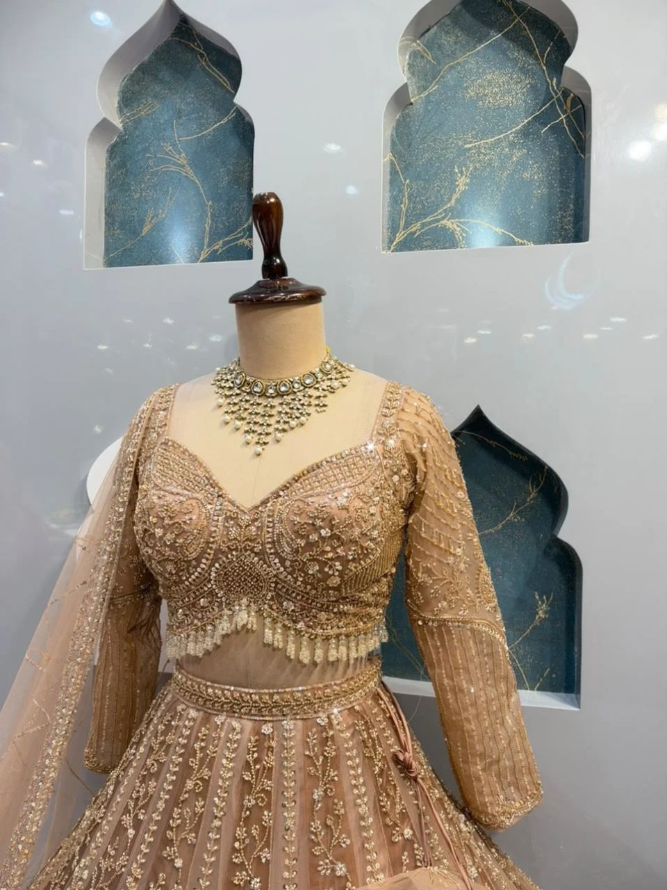"CHAMPAGNE GOLD REGL LEHENGA"