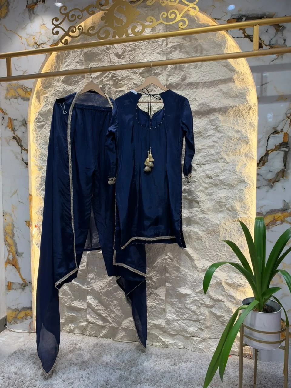 "ROYAL NAVY BLUE EMBROIDERED SUIT"