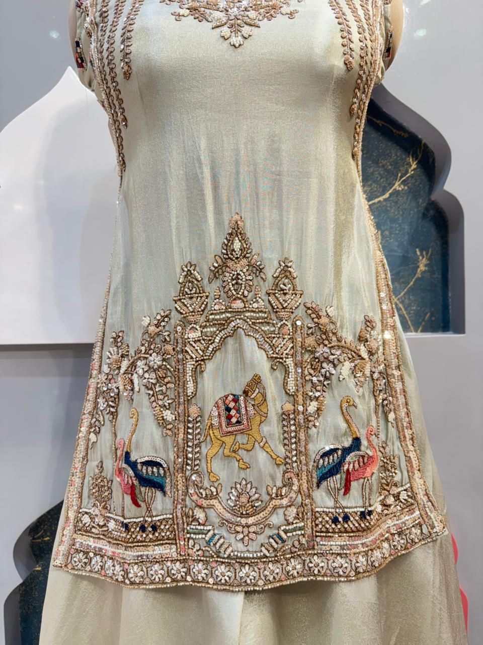 "IVORY HERITAGE EMBROIDERED SHARARA"