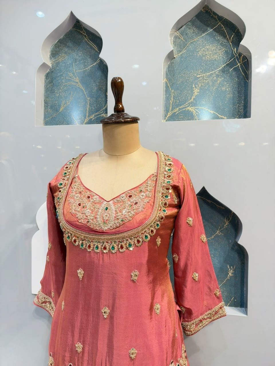 "ROSE CORAL EMBELLISHED SHARARA"
