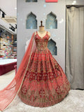 "REGAL ROSE PINK EMBROIDERED LEHENGA"