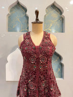 "ELEGANT WINE MAROON INDO-WESTERN"