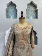 "SMOKEY GREY CRYSTAL EMBELLISHED SHARARA"