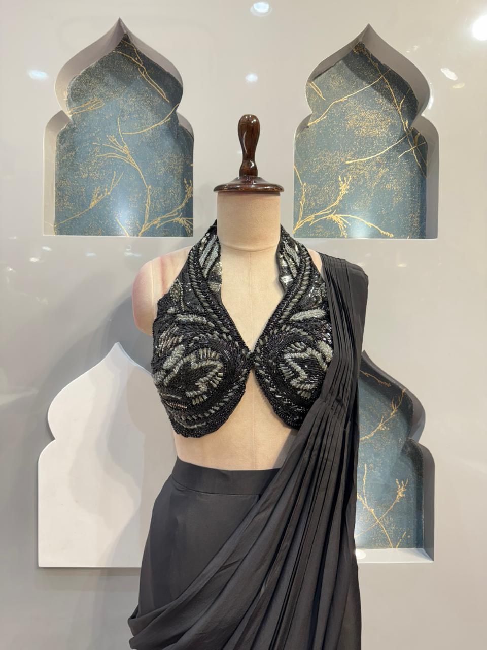 "MIDNIGHT NOIR EMBELLISHED DRAPE SAREE"