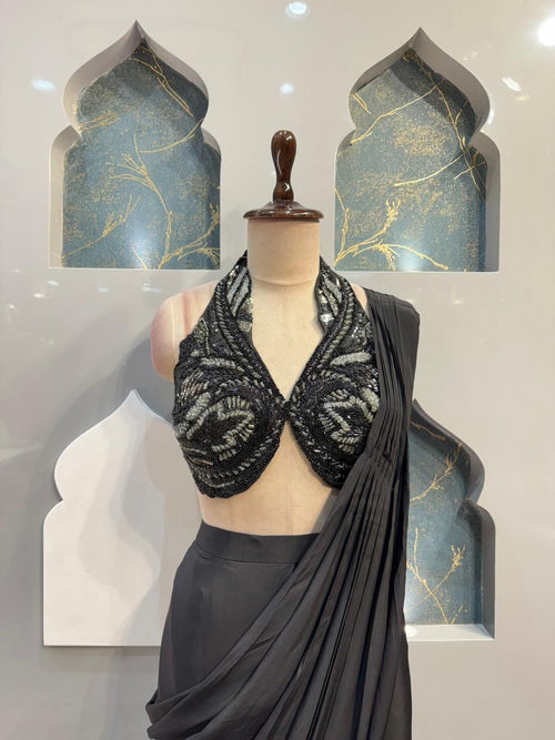 "MIDNIGHT NOIR EMBELLISHED DRAPE SAREE"