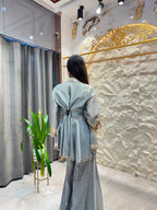 "ICE GREY EMBROIDERED PEPLUM INDO-WESTERN"