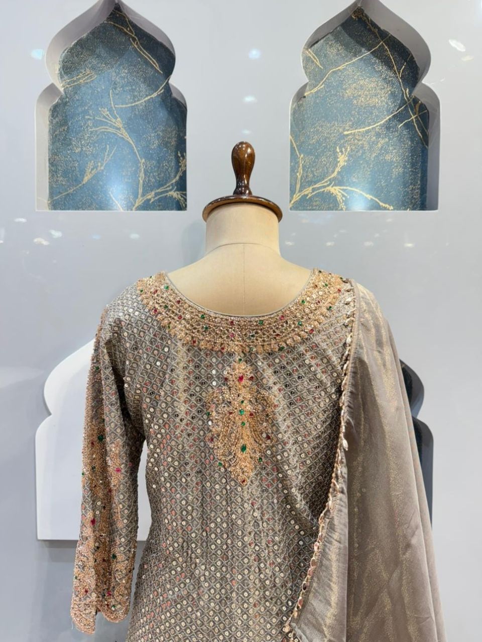 "SMOKEY GREY CRYSTAL EMBELLISHED SHARARA"
