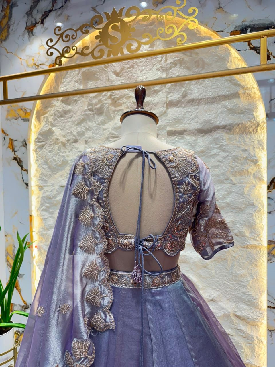 "SILVER GREY REGAL EMBROIDERED LEHENGA"