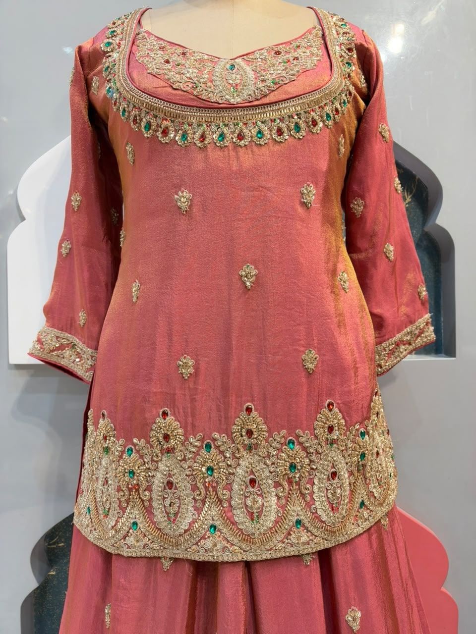 "ROSE CORAL EMBELLISHED SHARARA"