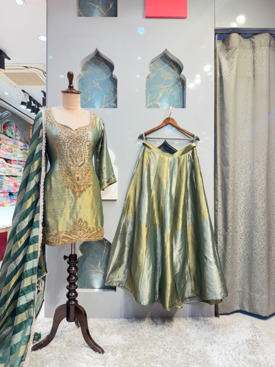 "SAGE ELEGANCE EMBROIDERED SHARARA"