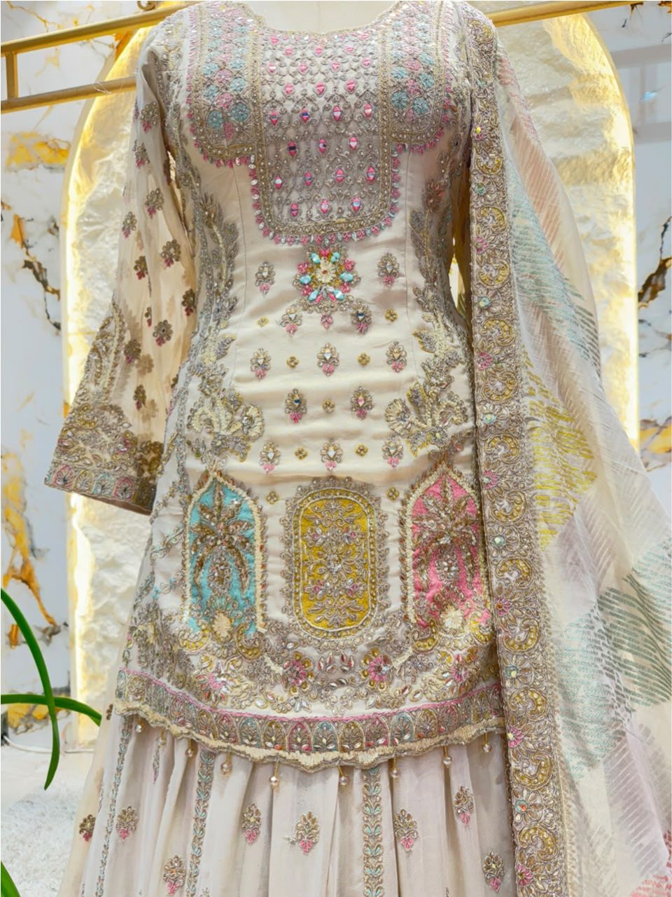 "MULTICOLOUR EMBROIDERED DESIGNER SHARARA"