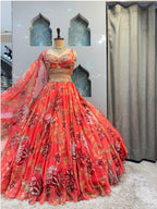 "CORAL ROSE FLORAL LEHENGA"