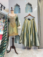 "SAGE ELEGANCE EMBROIDERED SHARARA"