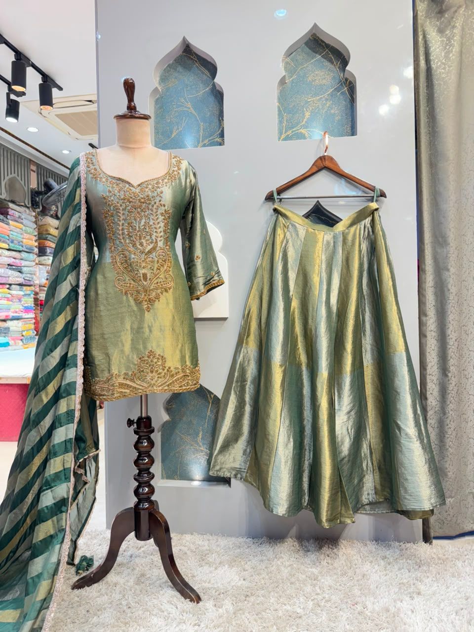 "SAGE ELEGANCE EMBROIDERED SHARARA"