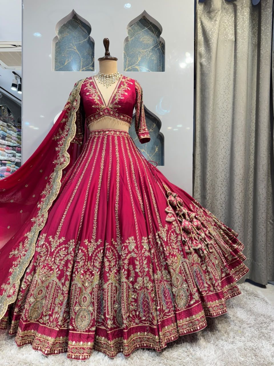 "ROYAL RUBY EMBROIDERED LEHENGA"