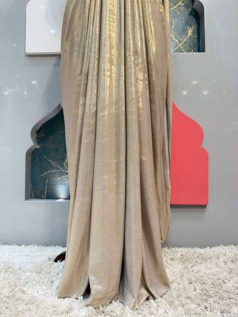 "CHAMPGNE GOLD EMBELLISHED DRAPE SAREE"