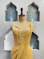 "CHAMPAGNE GOLD DRAPE SAREE"