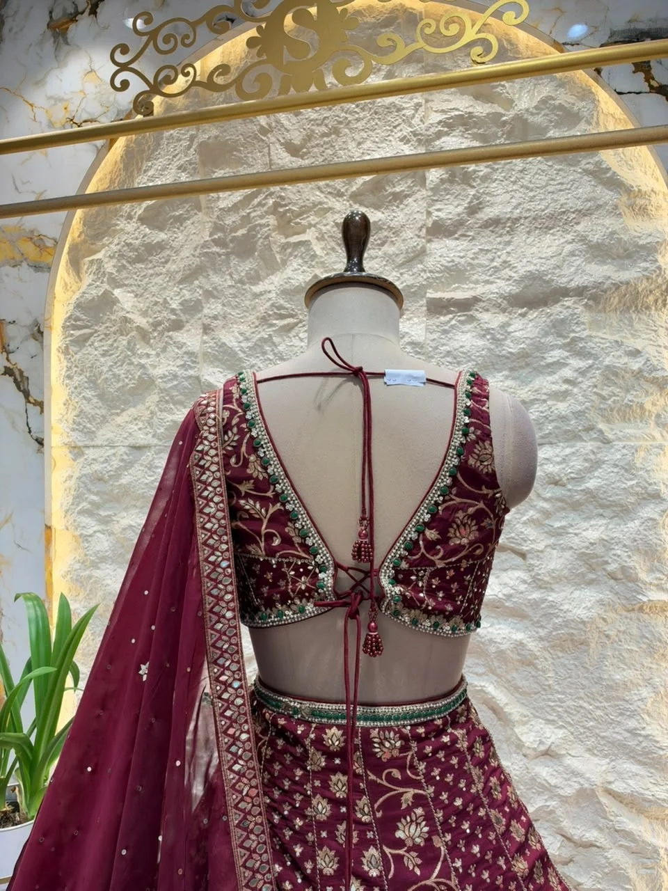"ROYAL BURGUNDY FLORAL LEHENGA"